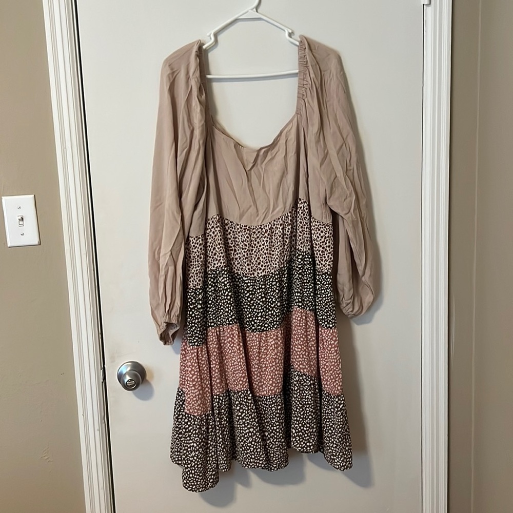Chic Soul Tiered Animal Print Babydoll Dress